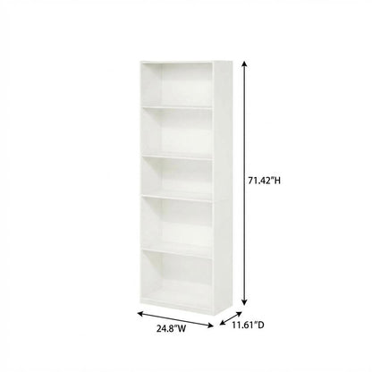 Wooden Bookcase with Adjustable Shelves for Home Office Storage