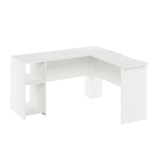 White L-Shaped Desk with Bookshelves for Home Office and Study Space
