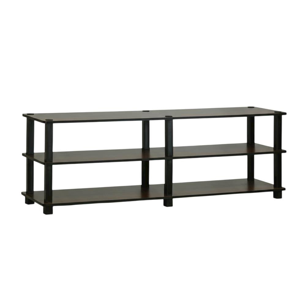 Dark Brown TV Stand with 3-Tier Storage for Entertainment Room