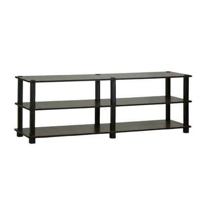 Dark Brown TV Stand with 3-Tier Storage for Entertainment Room