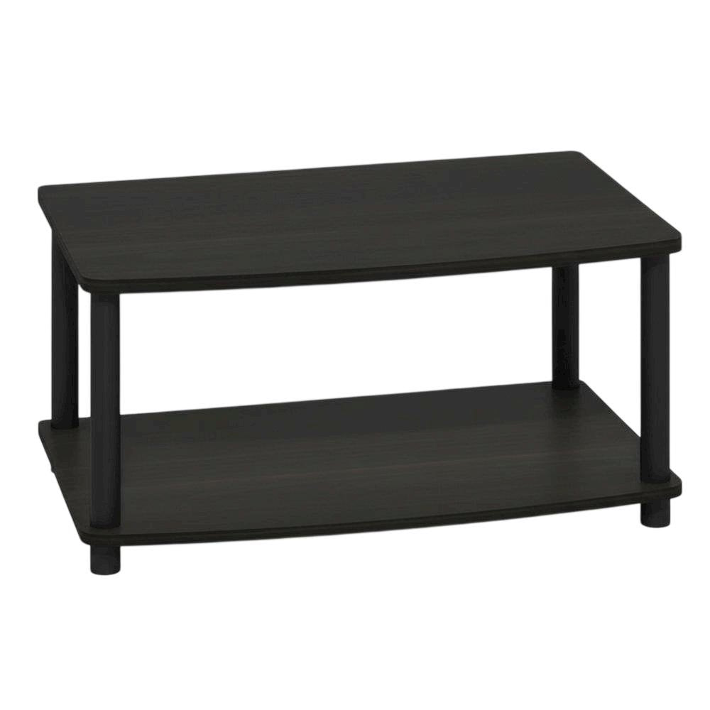 Espresso/Black Turn-N-Tube 2-Tier Elevated TV Stand with No Tools Assembly