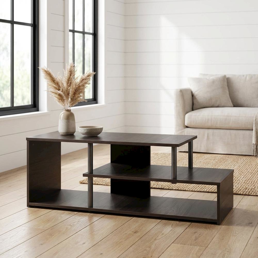Espresso Low Rise TV Stand with Composite Wood Construction and Modern Design