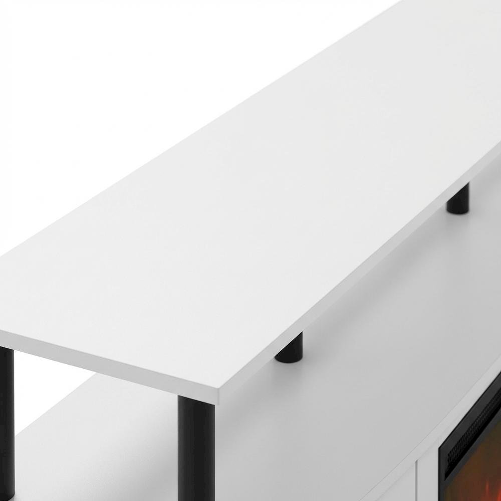 White Fireplace Entertainment Center, Doors, Storage Cabinet, Up to 55-Inch TV