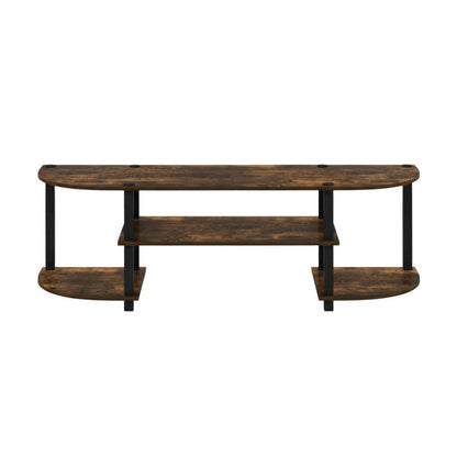 Wood TV Stand with Amber Pine and Black Finish for Living Room Storage