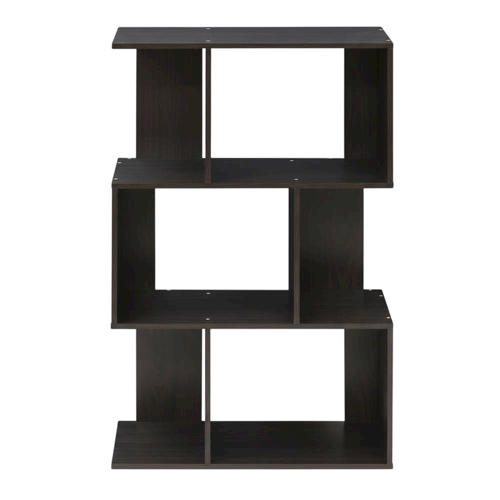 Espresso 3-Tier Open Book Shelf with Rustic Wooden Design