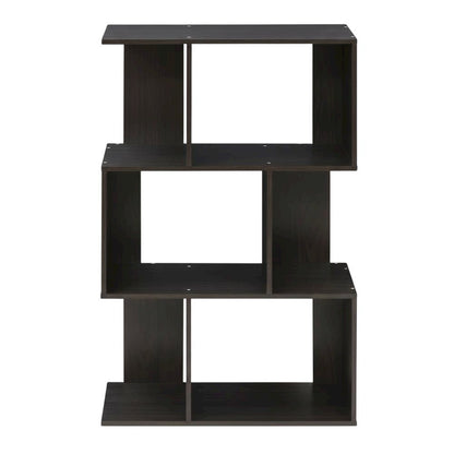 Espresso 3-Tier Open Book Shelf with Rustic Wooden Design