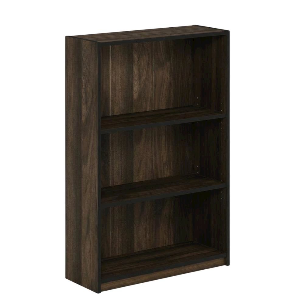 Wooden 3-Tier Adjustable Shelf Bookcase in Walnut Finish with Ample Storage