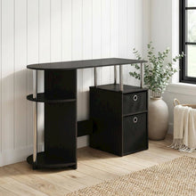 Americano Finish Computer Study Desk with Bin Drawers, Steel Tubes for Office
