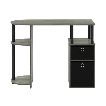 French Oak Grey/Black Study Desk with Bin Drawers for Home Office