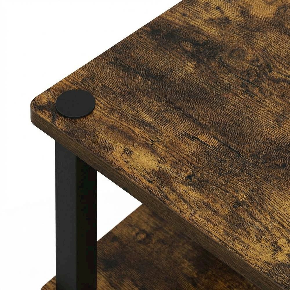 Amber Pine and Black 3-Tier End Table with Open Shelving and Modern Style