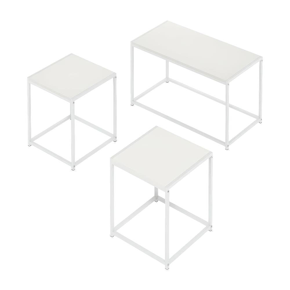 White 3-Piece Living Room Tables Set with Coffee and End Tables, Side Tables