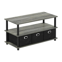 French Oak and Black Coffee Table with Bin Drawers Turn-N-Tube Frame