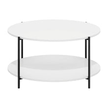 White 2-Tier Round Coffee Table with Metal Legs and Sturdy Frame for Living Room