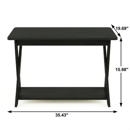 Black Espresso Coffee Table with Storage and X-Shaped Legs, Single Piece