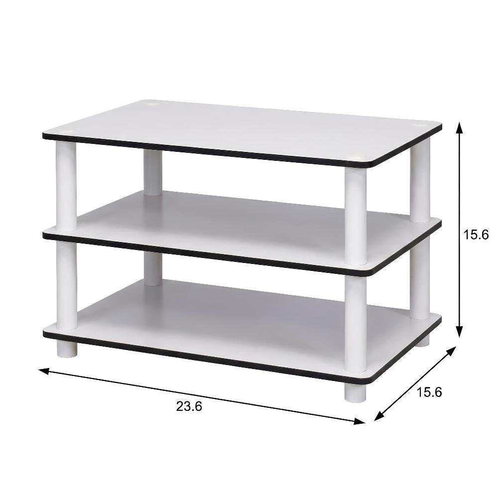 White 3-Tier Coffee Table with No Tools Assembly and Sturdy Shelves for Storage