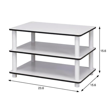 White 3-Tier Coffee Table with No Tools Assembly and Sturdy Shelves for Storage