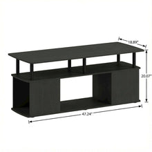Black Utility Coffee Table with Open Storage and Modern Design