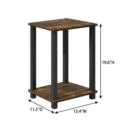 Amber Pine and Black Nightstands with Modern Design – Set of 2