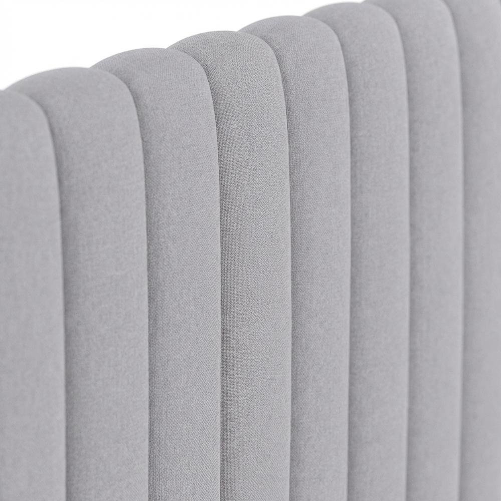 Light Grey Tufted Upholstered Queen Headboard with Cushioned Backrest