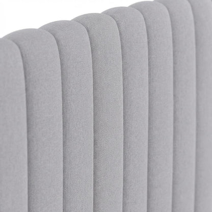 Light Grey Tufted Upholstered Queen Headboard with Cushioned Backrest