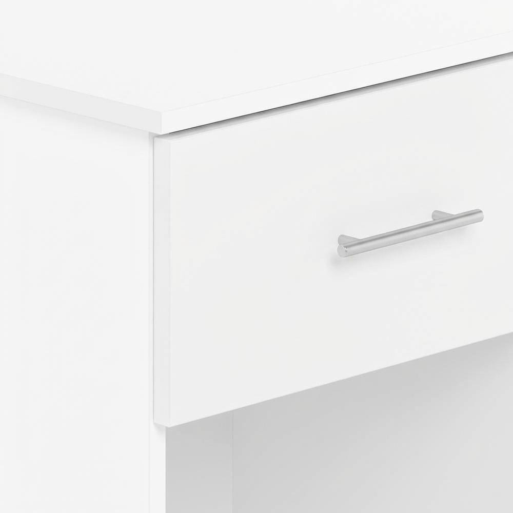 Solid White Nightstand Set, Handle, Drawer, Contemporary Bedroom Furniture