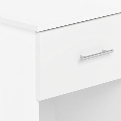 Solid White Nightstand Set, Handle, Drawer, Contemporary Bedroom Furniture