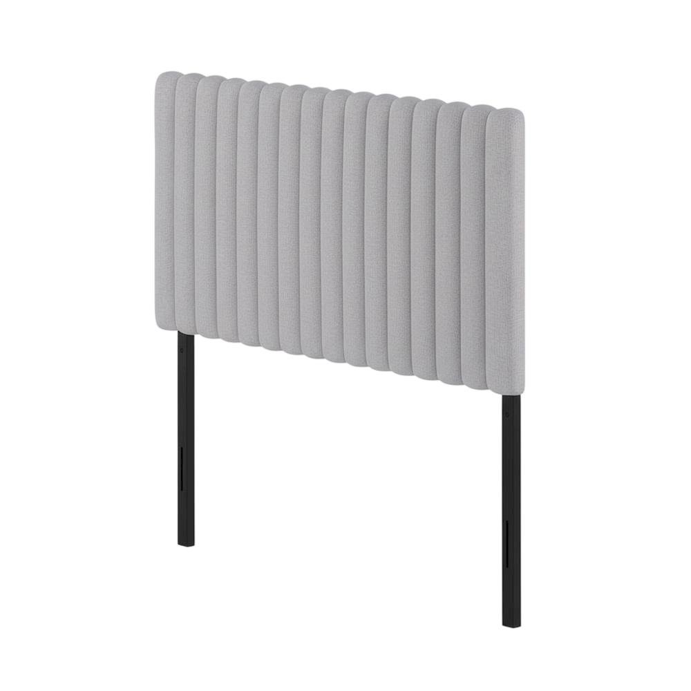 Light Grey Tufted Upholstered Queen Headboard with Cushioned Backrest