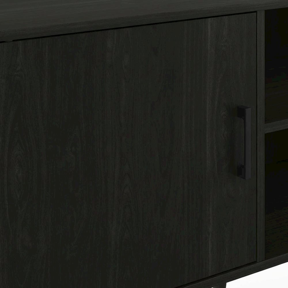 Espresso Wood TV Stand with One Cabinet and Shelves for Living Room