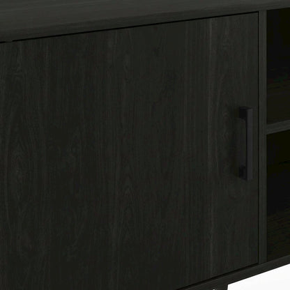 Espresso Wood TV Stand with One Cabinet and Shelves for Living Room