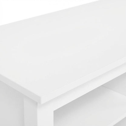 White Wooden TV Stand, Up to 65 Inch Entertainment Center, Spacious Storage