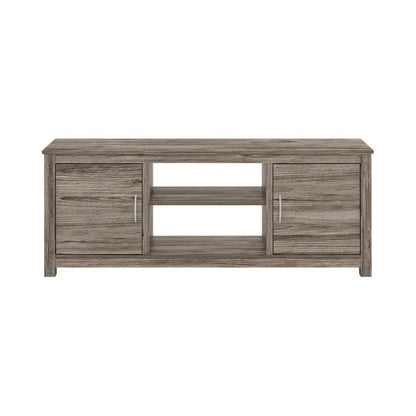 Wooden TV stand with rustic oak finish for up to 65-inch screens, ample storage