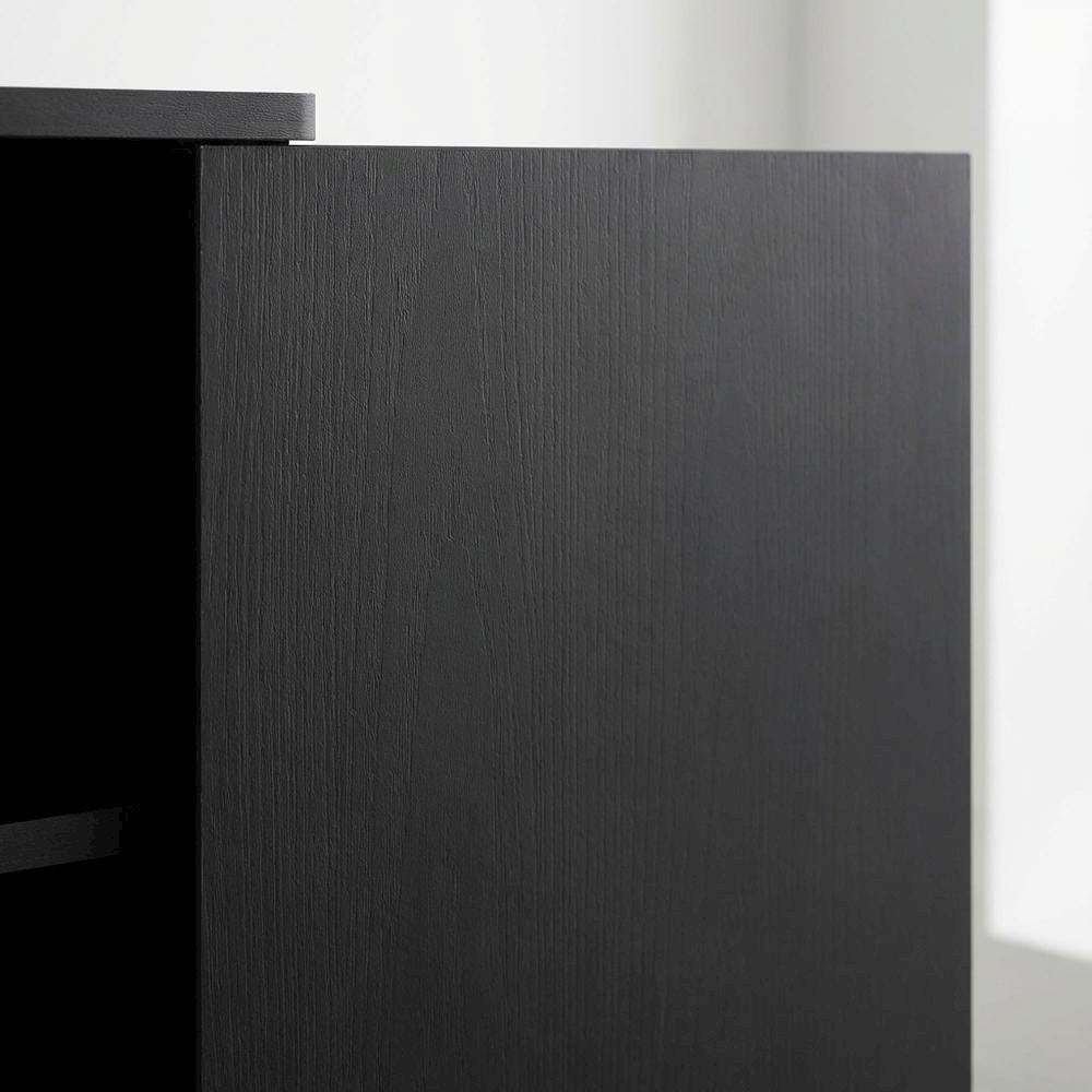 Wooden TV Stand with Storage Cabinet and Tall Design in Blackwood/Black