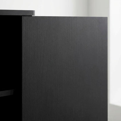 Wooden TV Stand with Storage Cabinet and Tall Design in Blackwood/Black
