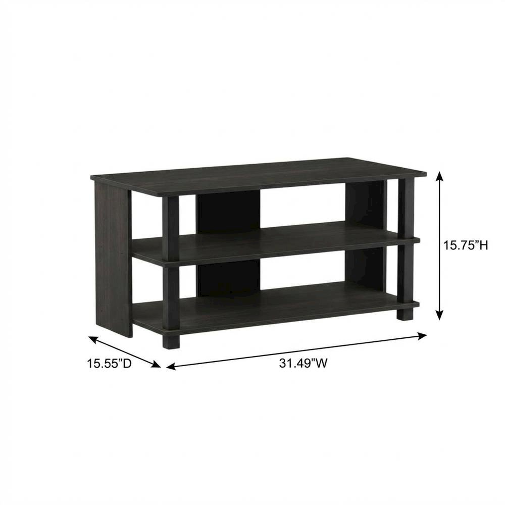 Wooden 3-Tier TV Stand in Espresso, Black, TVs up to 40 inches, ample storage