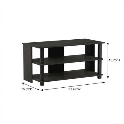 Wooden 3-Tier TV Stand in Espresso, Black, TVs up to 40 inches, ample storage
