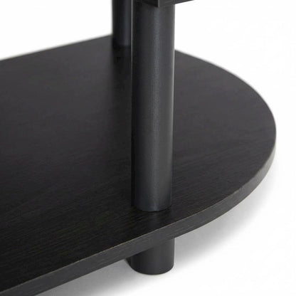 Black corner TV stand, simple design, composite wood, PVC construction