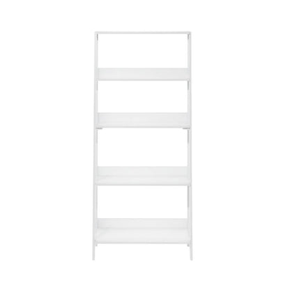 White 5-Tier Ladder Shelf with Open Display and Storage