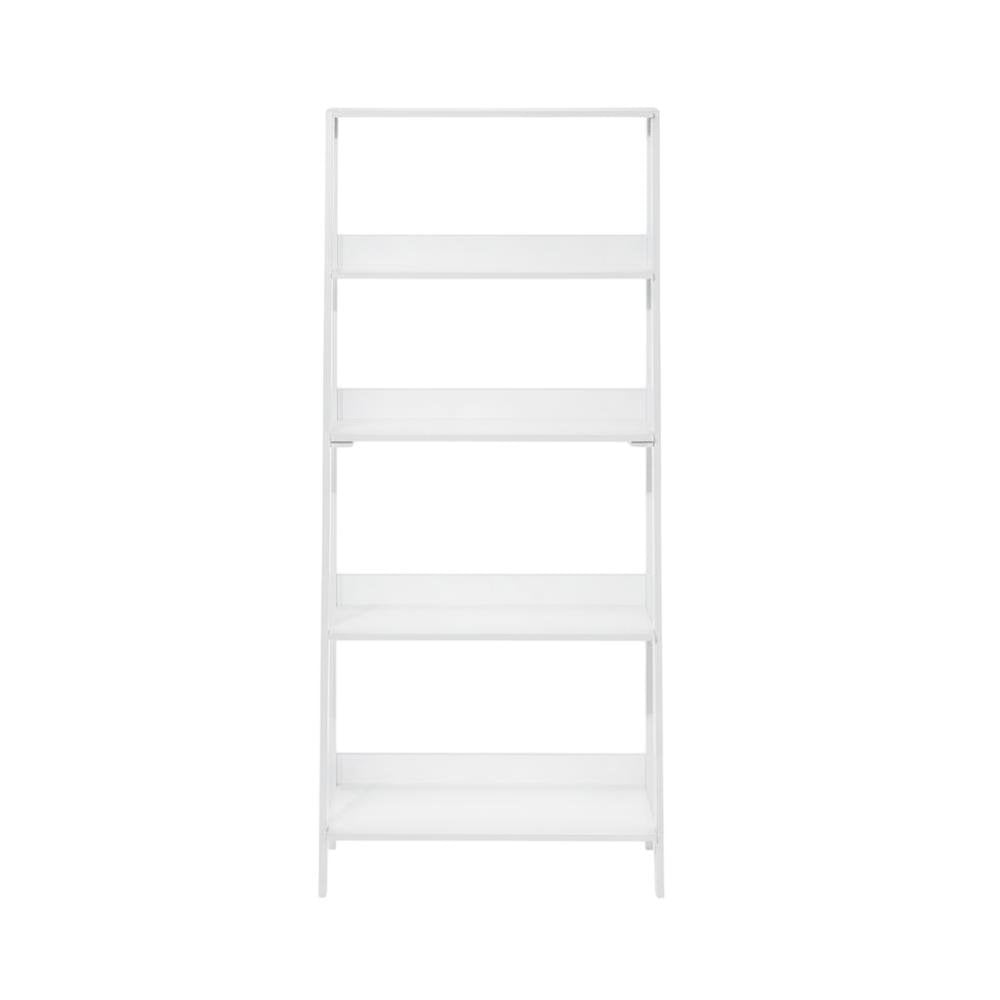 White 5-Tier Ladder Shelf with Open Display and Storage