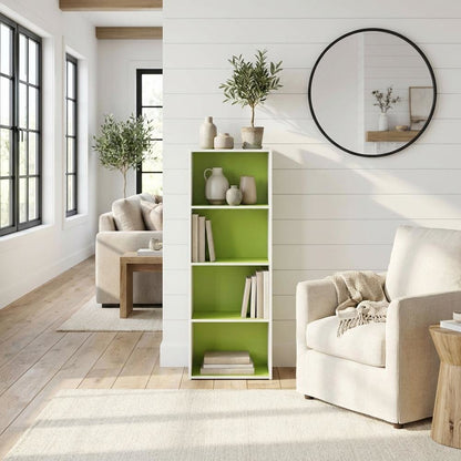 Open Shelf Bookcase with Wooden Construction for Storage