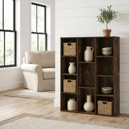 Wood Bookcase with Open Shelving for Home Office or Living Room Storage
