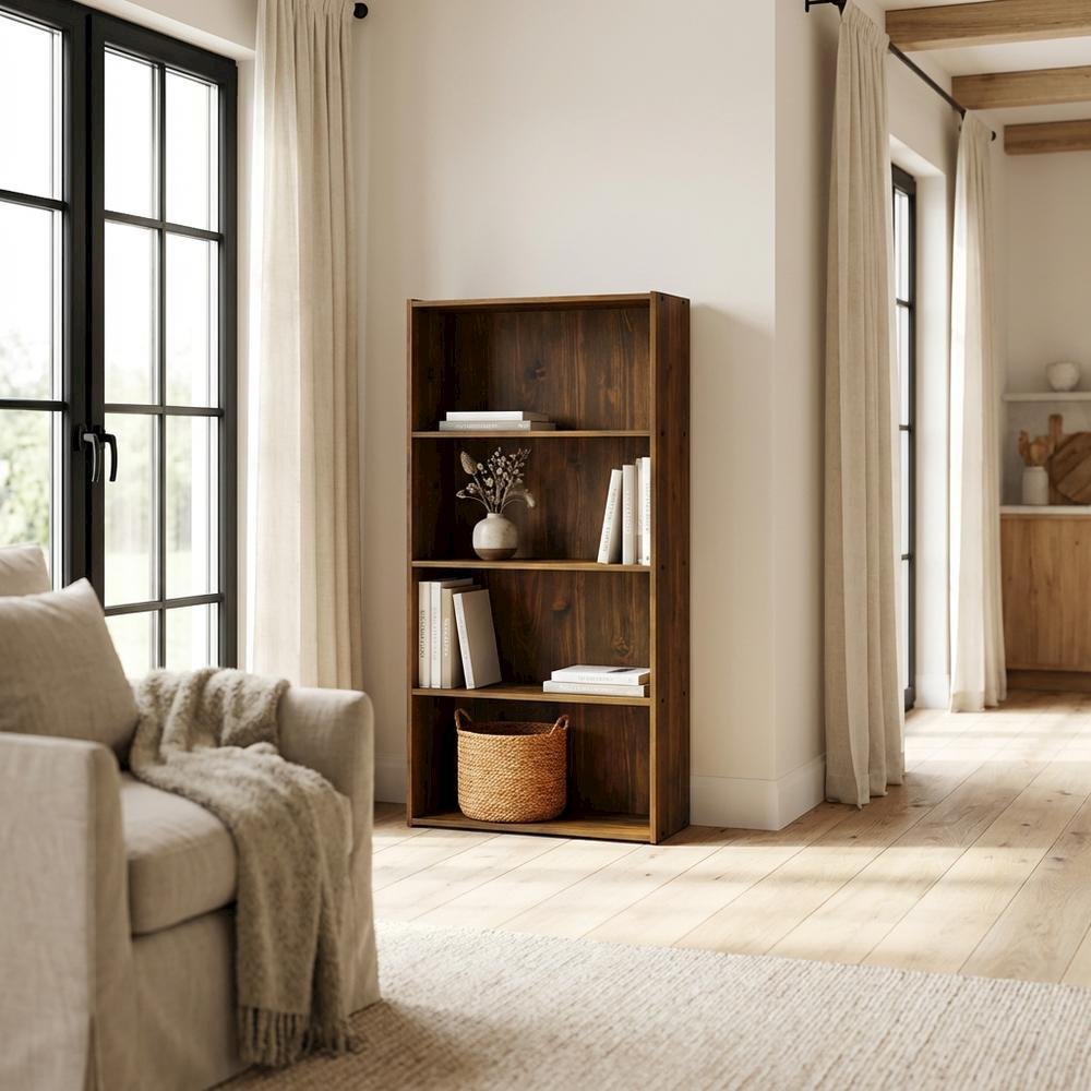 Wooden bookcase with sturdy structure and elegant finish