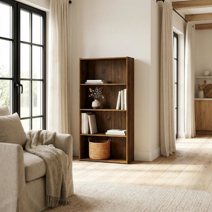Wooden bookcase with sturdy structure and elegant finish