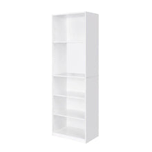 White 5-Shelf Bookcase with Sturdy Shelving for Living Room Storage
