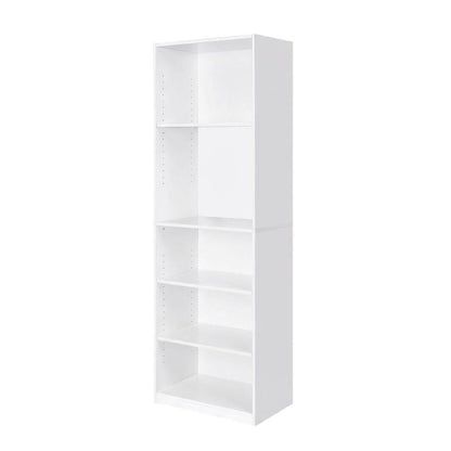 White 5-Shelf Bookcase with Sturdy Shelving for Living Room Storage