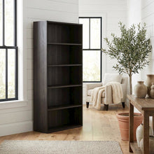 Wooden bookcase with open-back design for living room storage