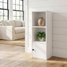 White 3-Tier Bookcase with Lockable Storage Door and Open Shelves