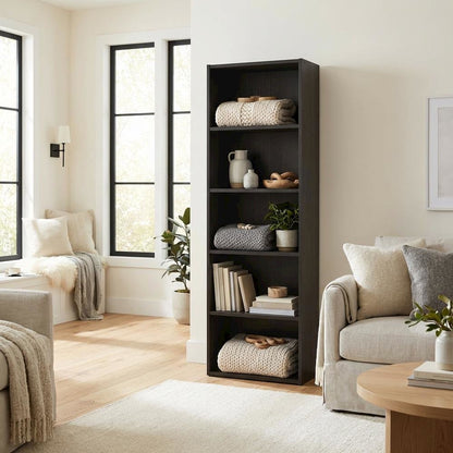 Wooden Bookcase with Open Shelving for Home and Office Storage