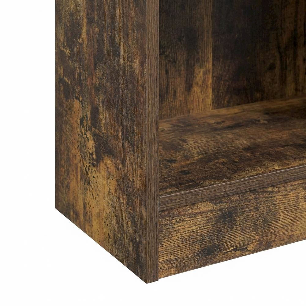 Wooden bookcase with open shelves for storage and display