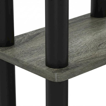 Gray Corner Desk With Shelves, Modern Ergonomic Design For Office Spaces