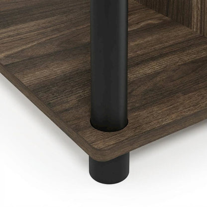 Wooden Compact Computer Desk, Columbia Walnut And Black Finish, Modern Design